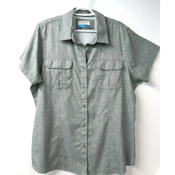 Magellan Outdoors Mens Shirt Fish Gear Classic Fit Moisture Wicking Size 1X Gray - Picture 1 of 7